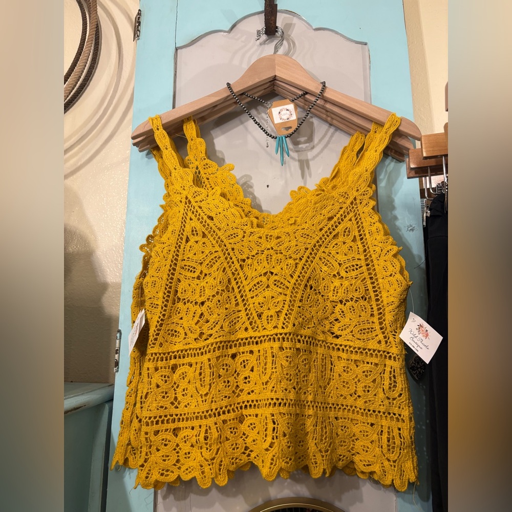 Yellow Crochet Tank Top